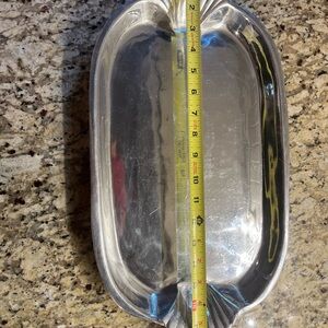 Vintage Wilton Co. Pewter Serving Platter / Tray, Oval, Shell Handles  18” x 10”